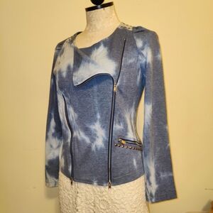 AMS Pure Collection Tie Dye Knit Jacket Zipper & Studs Details, Sz 2